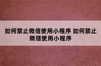 如何禁止微信使用小程序 如何禁止微信使用小程序